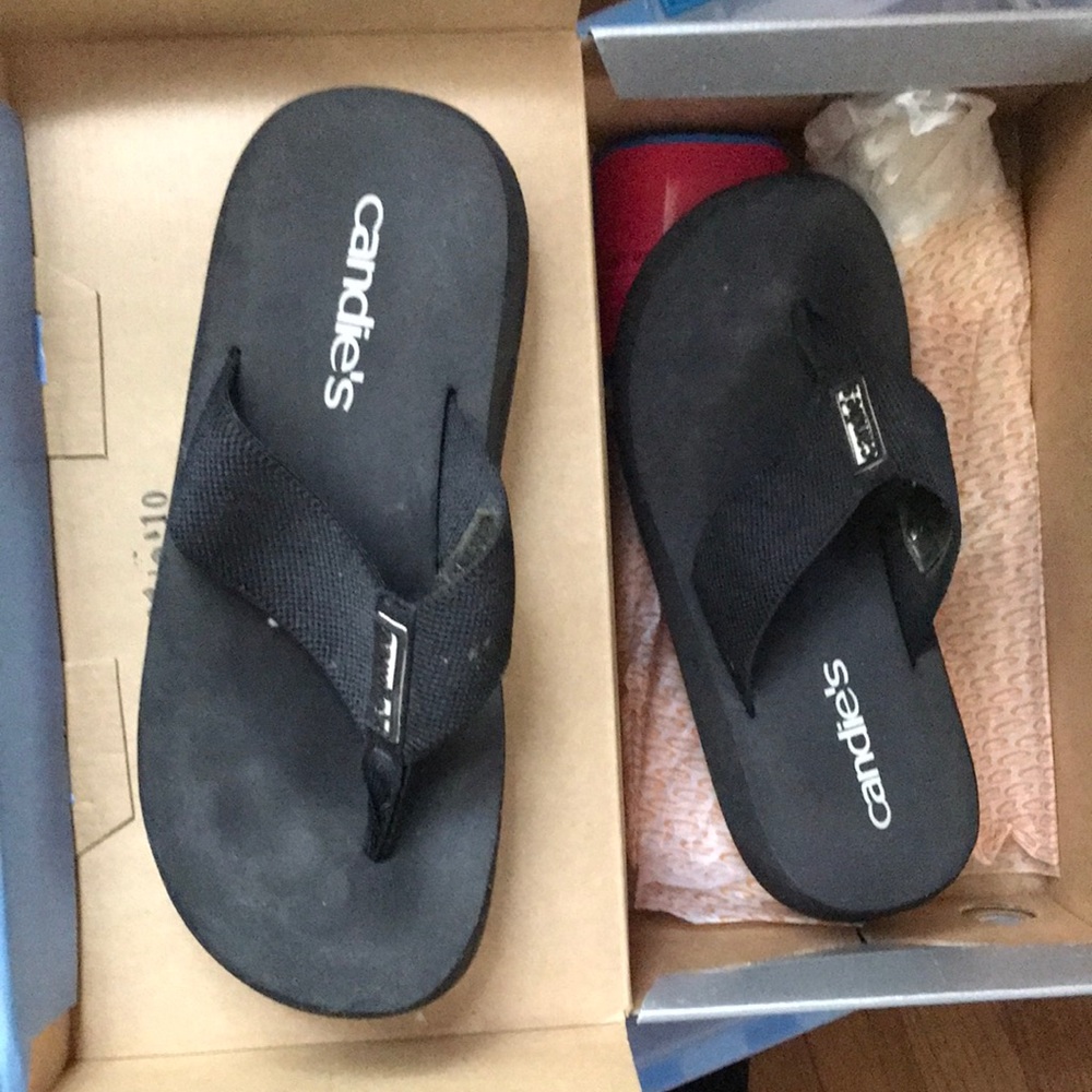 Candies foam platform black flip flops